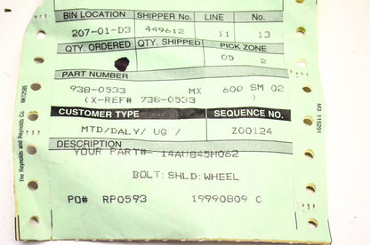 MTD 938-0533 Shoulder Bolt NOS