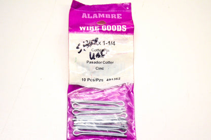 Alambre Wire Goods 491362 Cotter Pin 3/32 x 1-1/4 Qty 10 NOS
