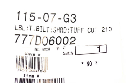 Troy-Bilt 115-07-G3 Tuff Cut 210 Decal NOS