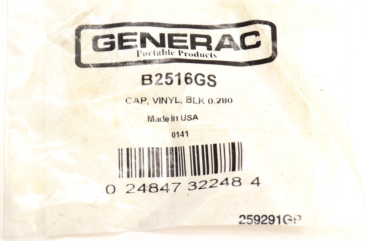 Generac B2516GS Vinyl Cap Black NOS