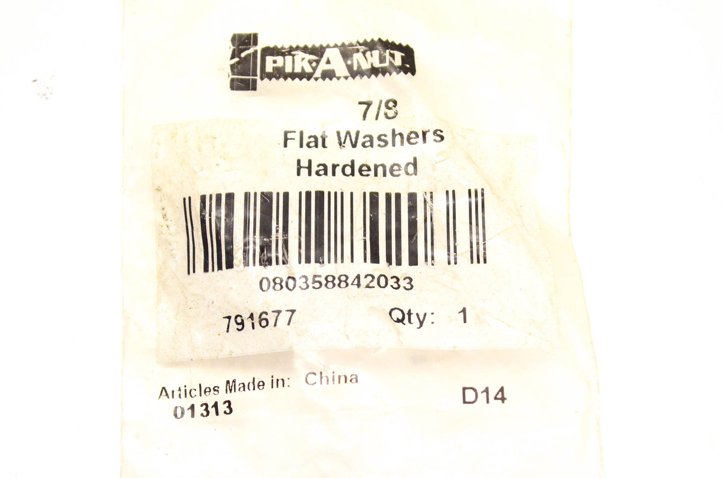 Pik-A-Nut 791677 Hardened Flat Washer NOS