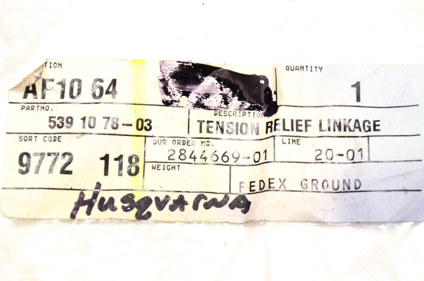 New OEM Husqvarna 539 10 78-03 Tension Relief Linkage NOS