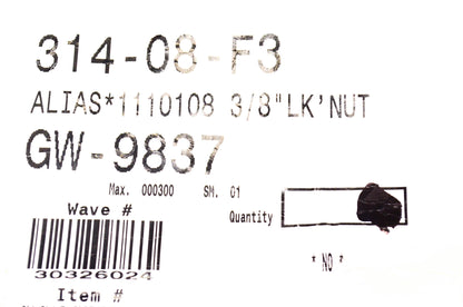 MTD GW-9837 Hex Lock Nut 3/8"-16 NOS