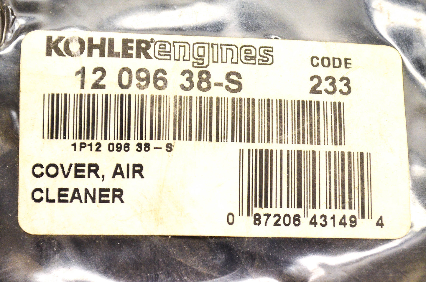 Kohler 12 096 38-S, 1209638S, 1209624 Air Cleaner Cover NOS