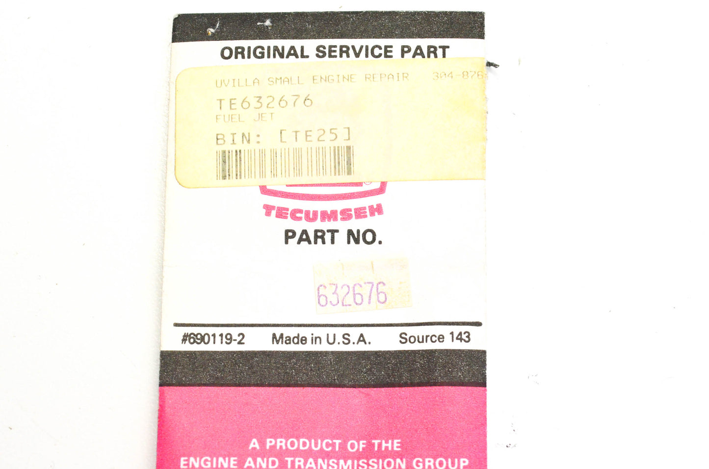 Tecumseh 632676 Fuel Jet NOS