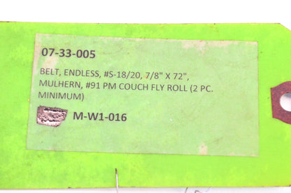 Aftermarket 07-33-005 Endless Belt #S-18/20 7/8" 72" NOS