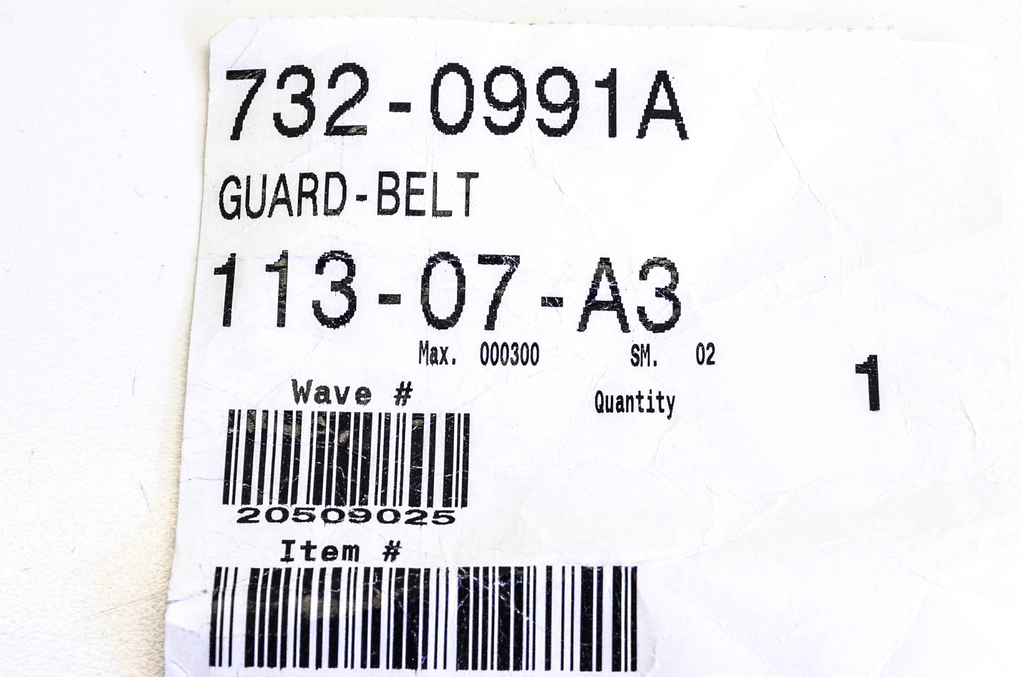 MTD 732-0991A Belt Guard NOS