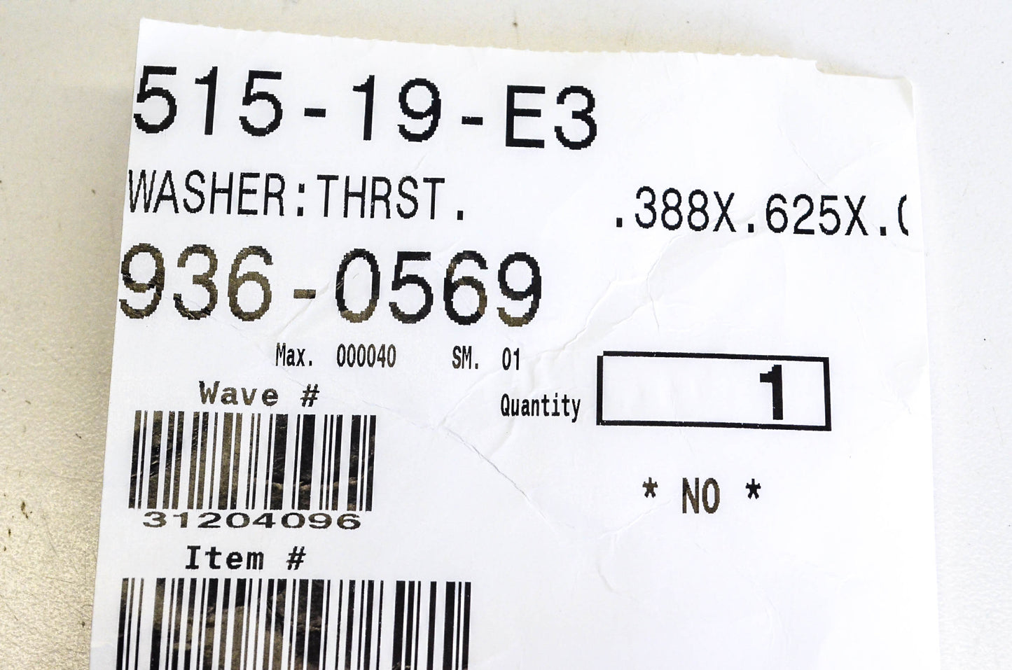 MTD 936-0569 Thrust Washer NOS