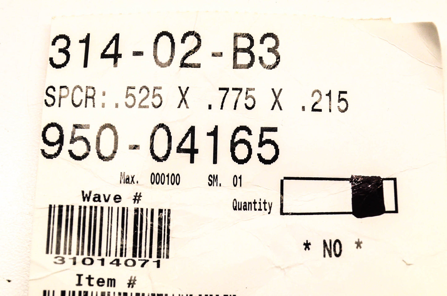 MTD 950-04165 Spacer .525 x .775 x .215 NOS