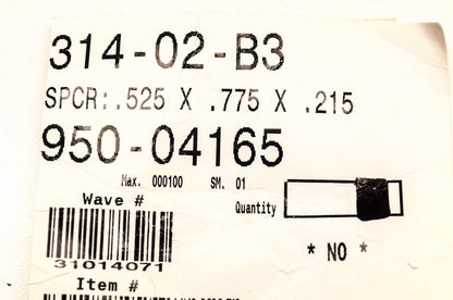 MTD 950-04165 Spacer .525 x .775 x .215 NOS