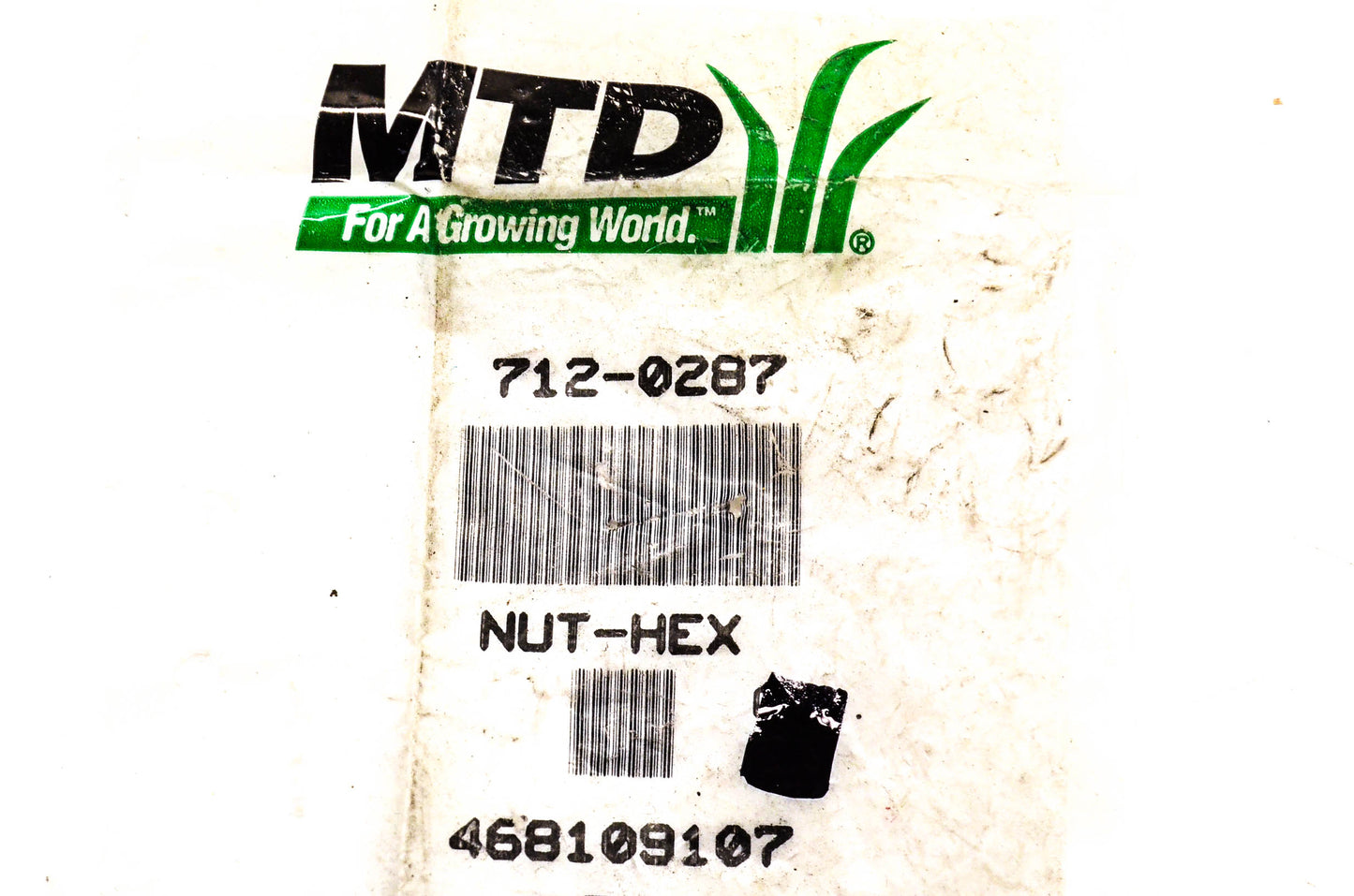 MTD 712-0287, 912-0287 Hex Nut NOS