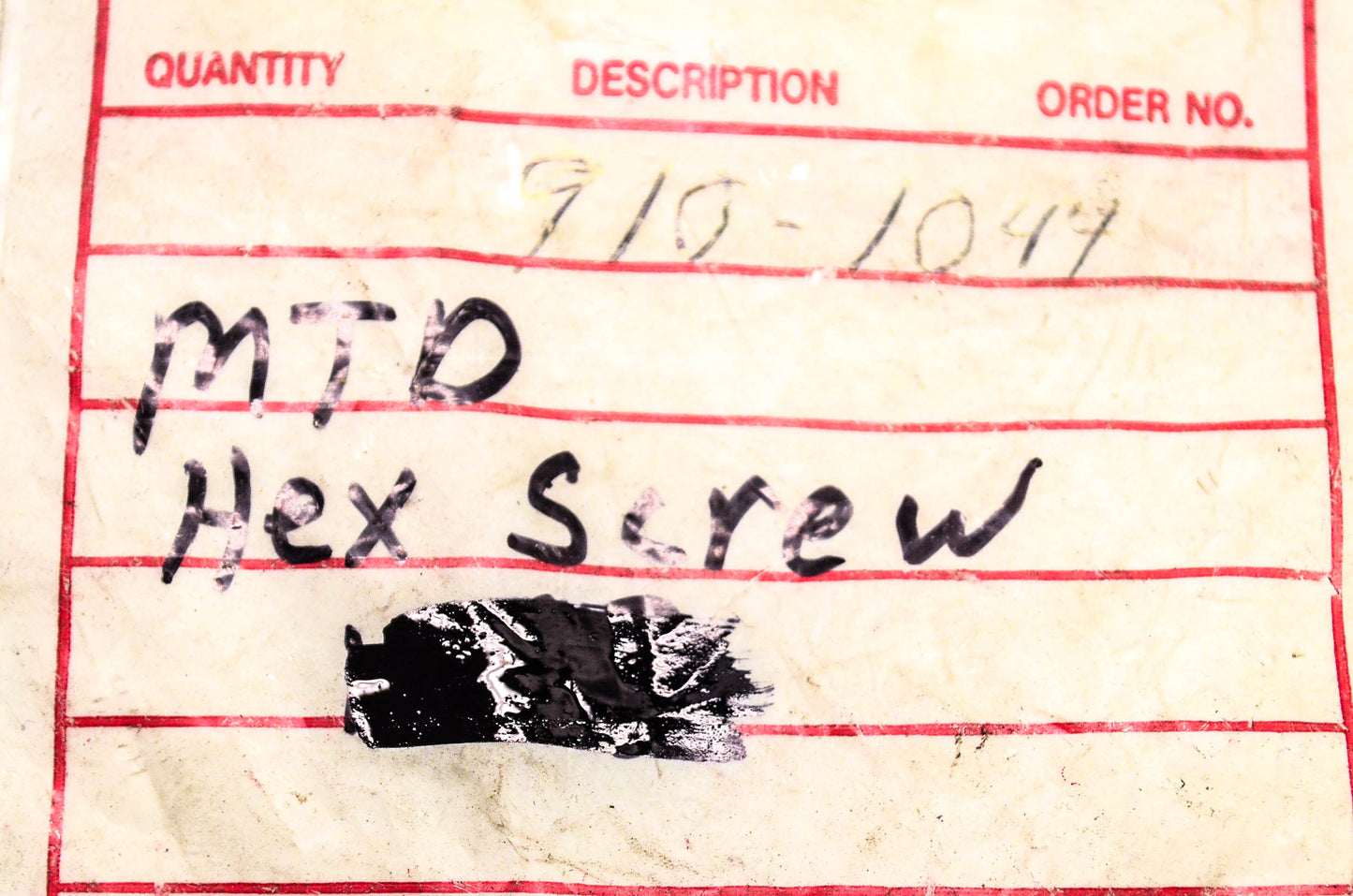 MTD 910-1044, 710-1044 Hex Bolt 3/8-24 x 1.5 NOS