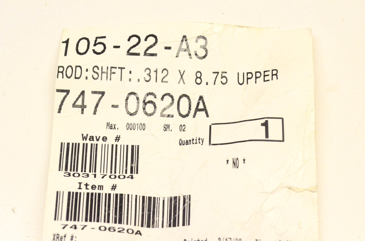 MTD 747-0620A Shift Rod NOS