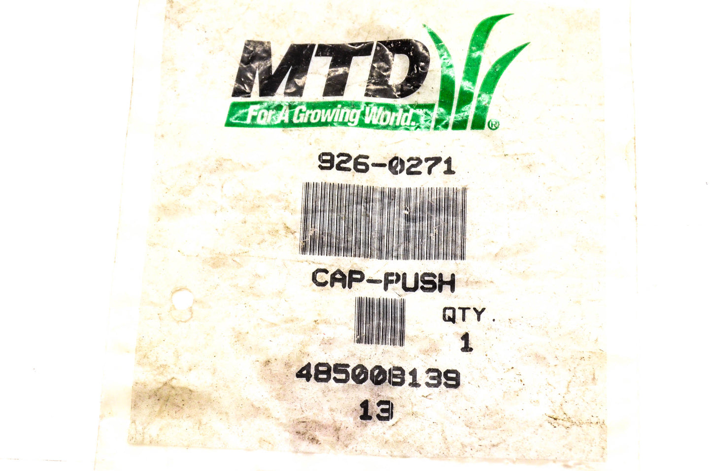 MTD 926-0271 Push Cap .635 ID x .93 Od NOS