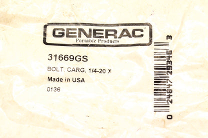 Generac 31669GS Carriage Bolt 1/4-20 NOS