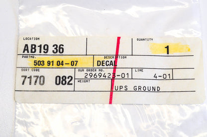 New OEM Husqvarna 503910407, 503 91 04-07 Decal NOS