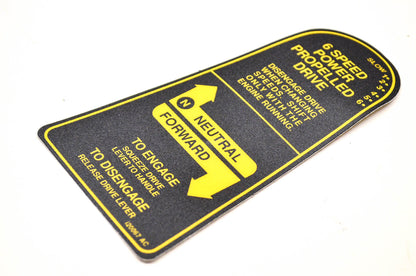 Cub Cadet 777I20067 Speed Control Label NOS