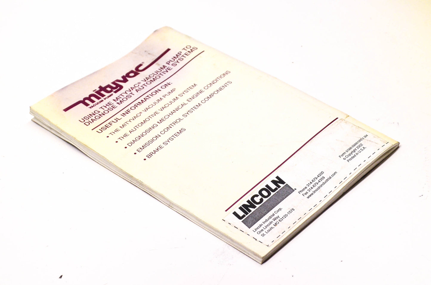 Mityvac 97000-5500010REV. 004 Mityvac Vacuum Pump User Manual