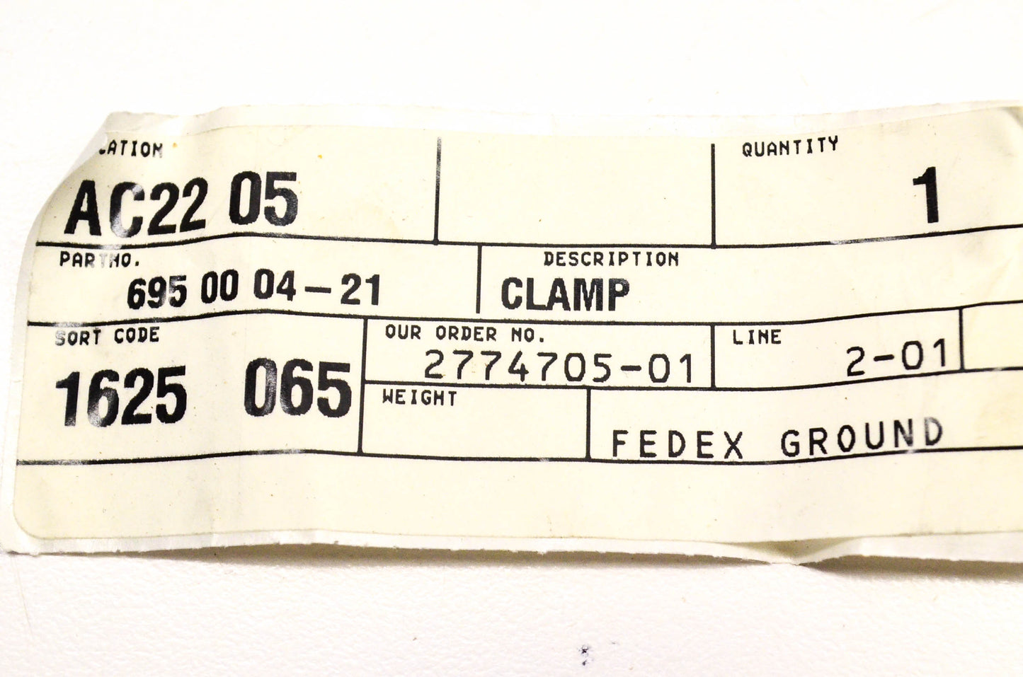 MTD 695000421, 695 00 04-21 Clamp NOS
