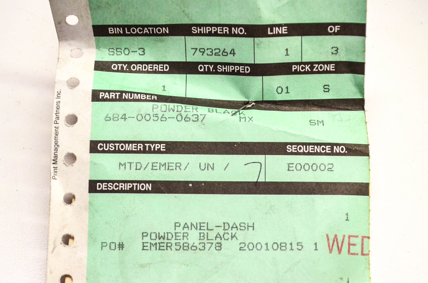 MTD 684-0056, 684-0056-0637 Dash Panel NOS