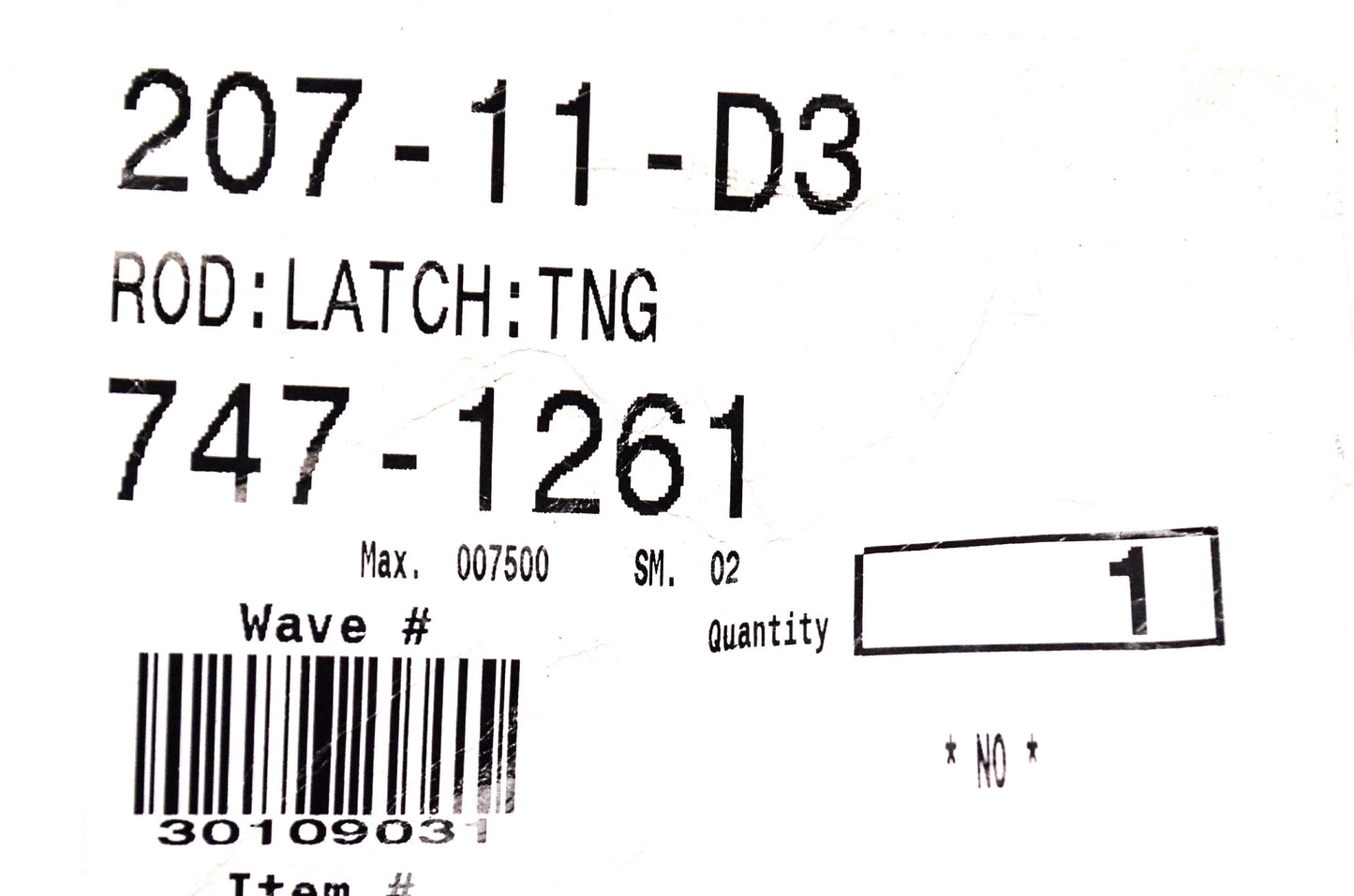 MTD 747-1261 Latch Rod NOS