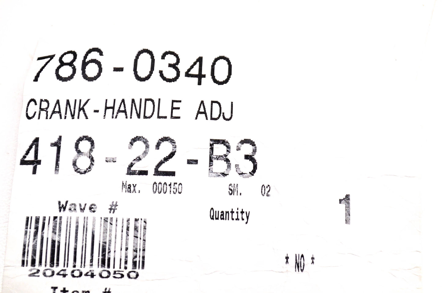 MTD 786-0340 Crank Adjust Handle NOS
