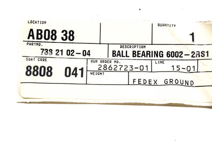 New OEM Husqvarna 738210204, 738 21 02-04 Ball Bearing 6002-2RS1 NOS