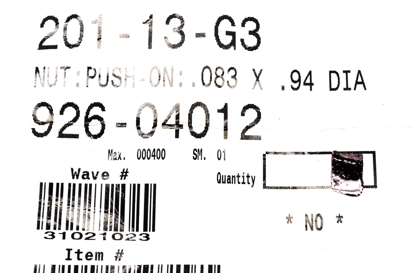 MTD 926-04012, 726-04012 Push-on Nut NOS