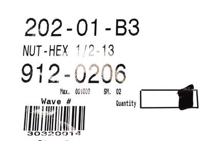 MTD 912-0206 Hex Nut 1/2-13 NOS