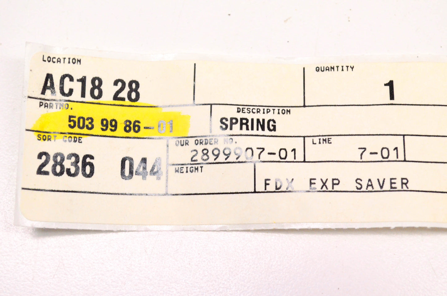 New OEM Husqvarna 503998601, 503 99 86-01 Spring NOS
