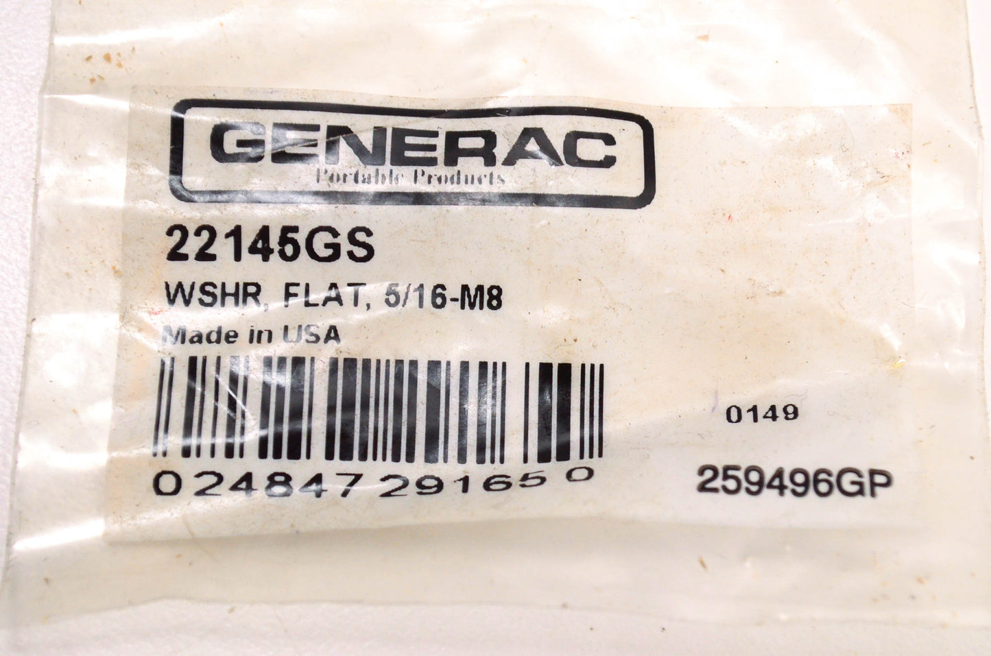 Generac 22145GS Flat Washer 5/16-M8 NOS
