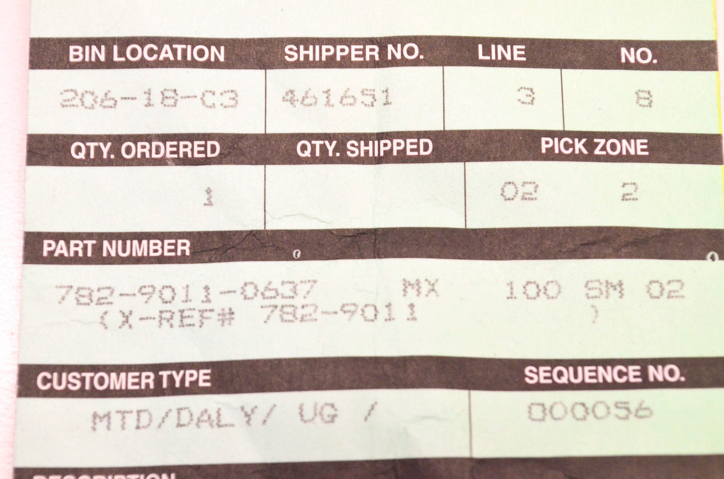 MTD 782-9011 Mounting Bracket NOS