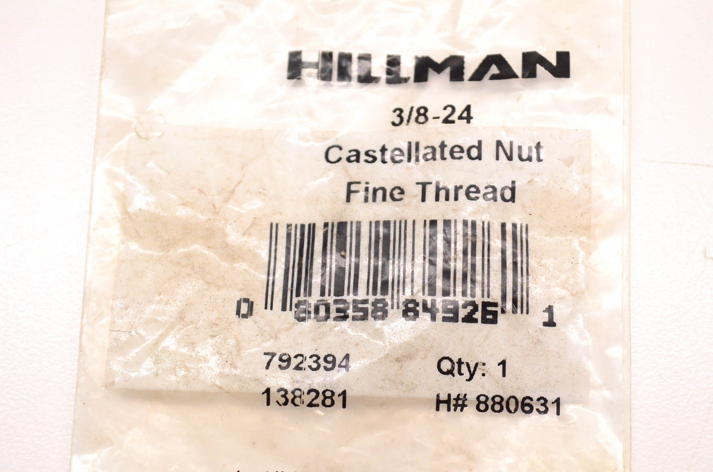 Hillman 792394, 138281 Castellated Nut Fine Thread 3/8-25 NOS
