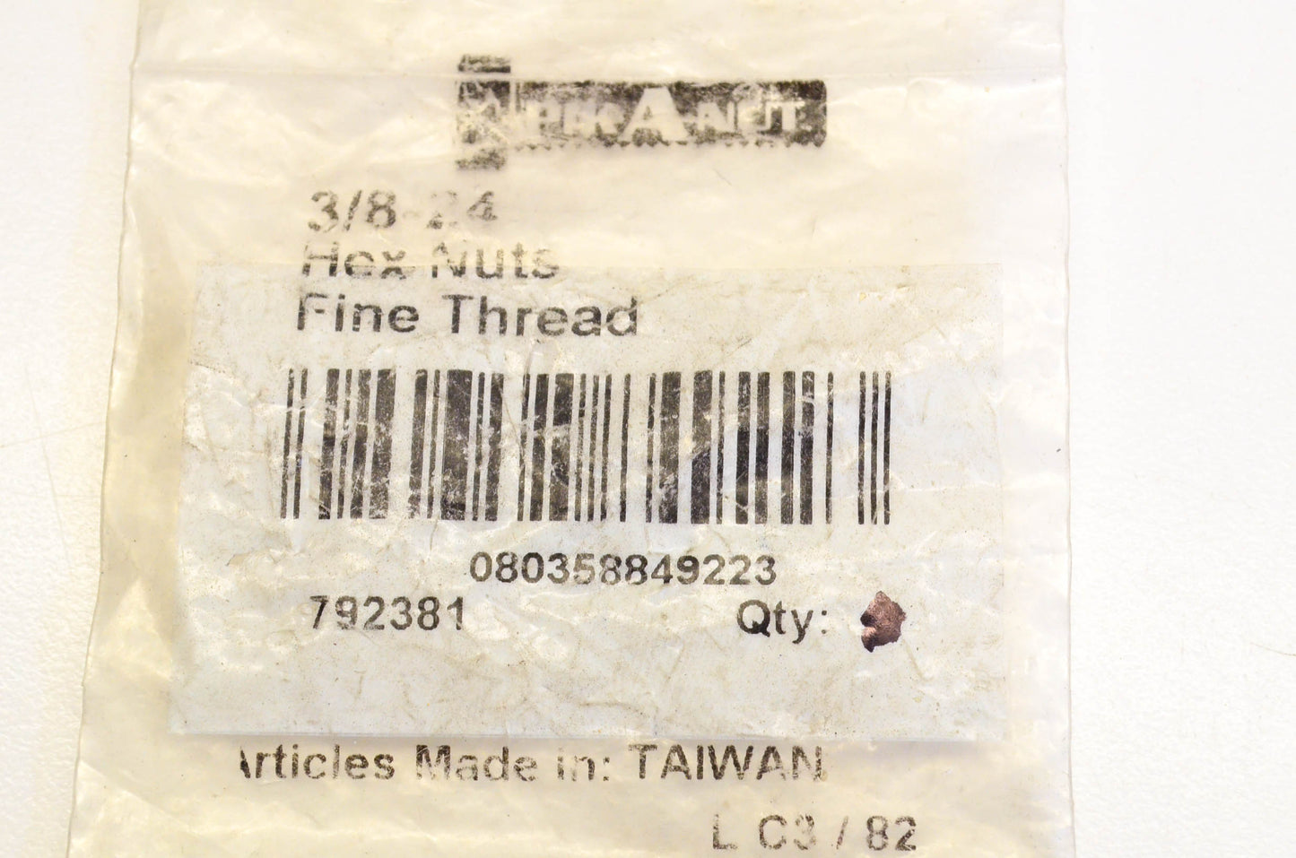 Dorman 792381 Fine Thread Hex Nut 3/8-24 NOS