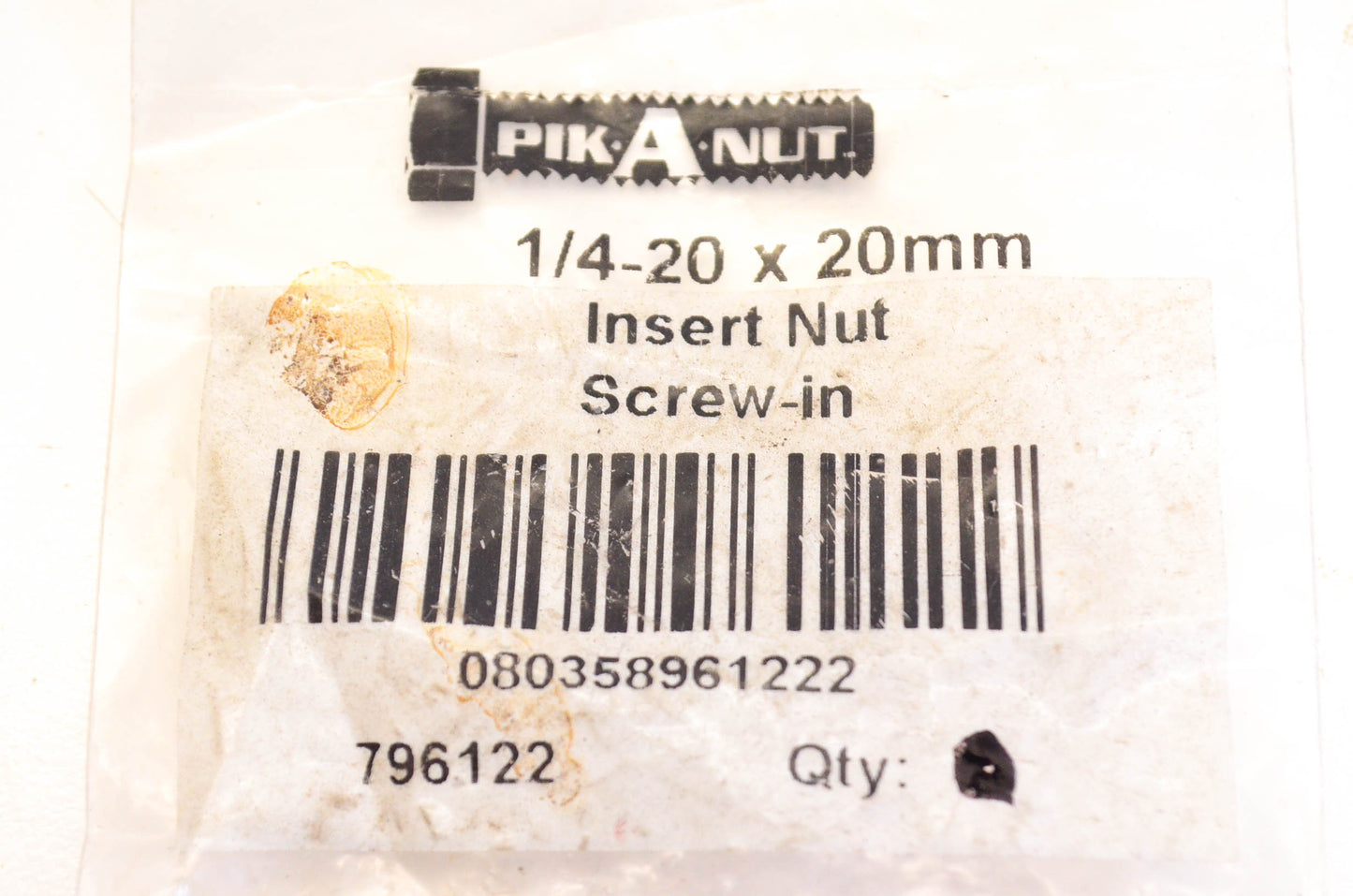 Dorman 796122 Insert Nut Screw-in 1/4-20 x 20mm NOS