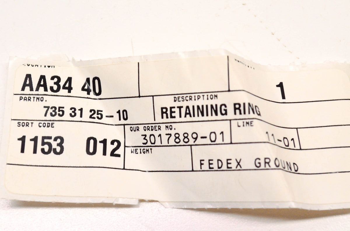 New OEM Husqvarna 735312510, 735 31 25-10 Retaining Ring NOS
