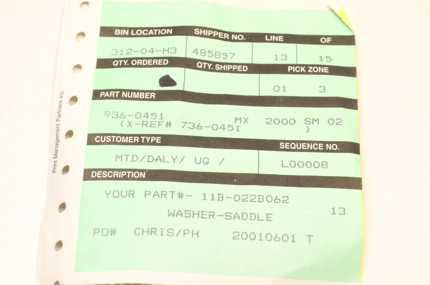 MTD 936-0451 Saddle Washer NOS