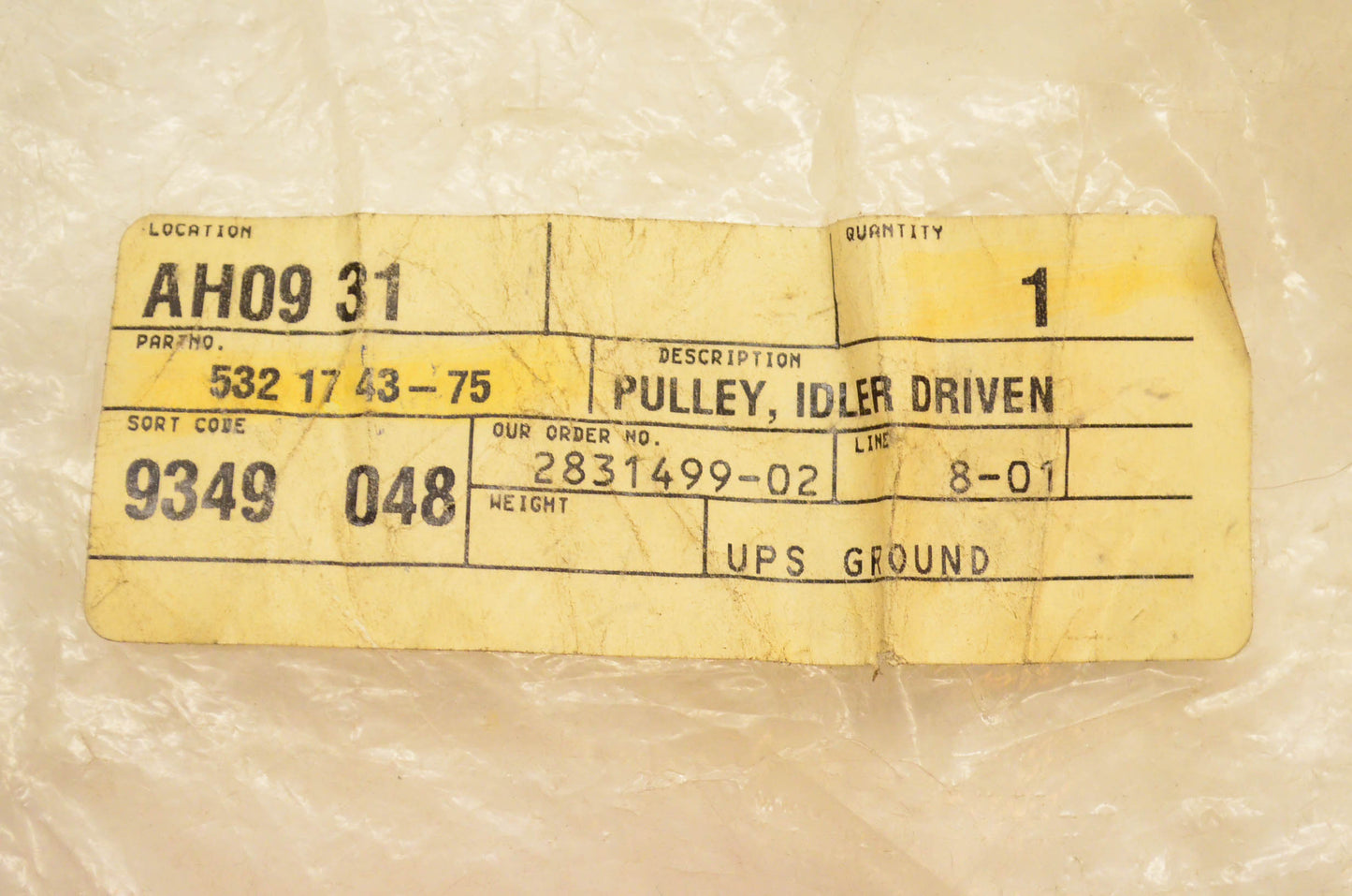 Aftermarket 532 17 43-75 Idler Pulley NOS