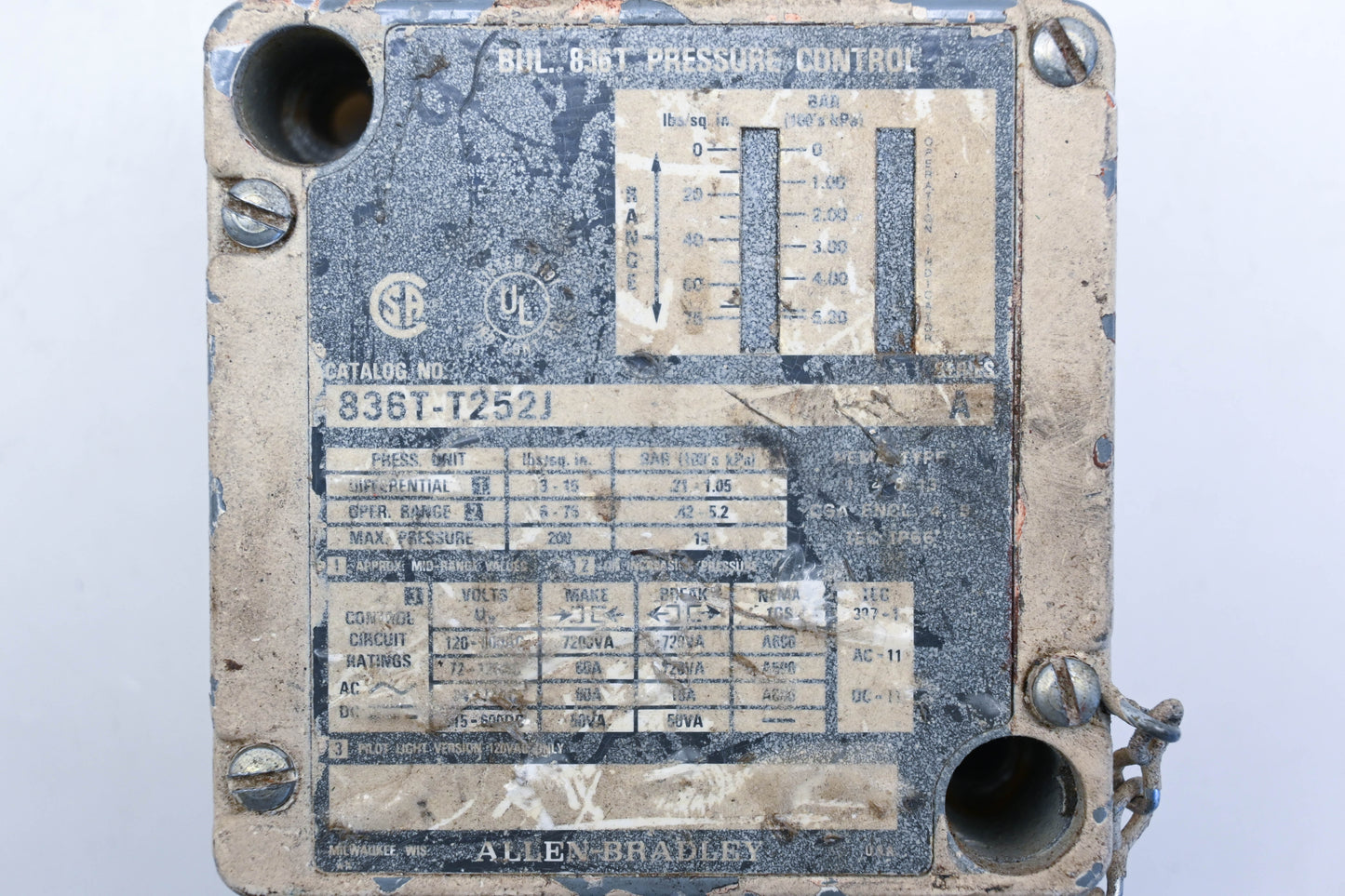 Allen-Bradley 836T-T252J Pressure Control Switch Assembly