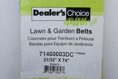 Dealers Choice 71460003DC, 71460003 21/32" x 74" Kevlar V-Belt NOS
