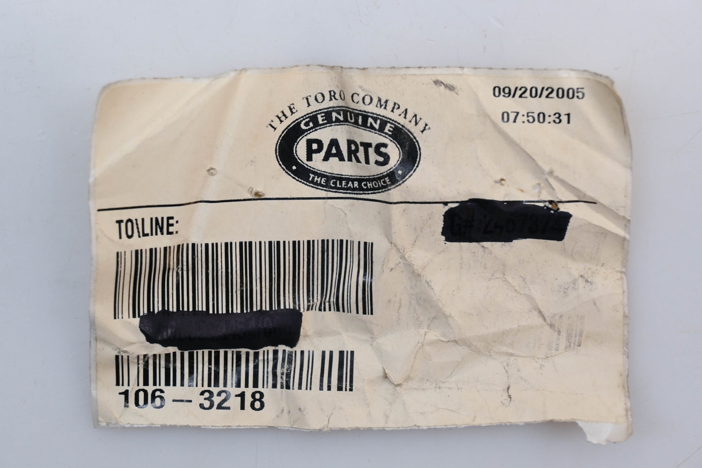 Toro 106-3218 Spacer NOS