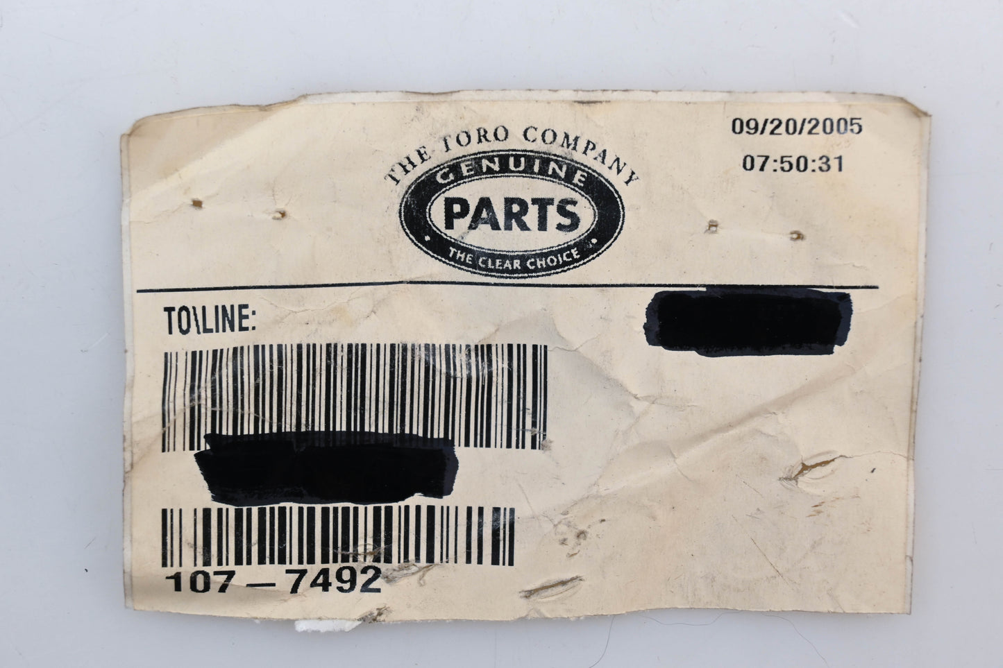 Toro 107-7492 Arm Pivot NOS