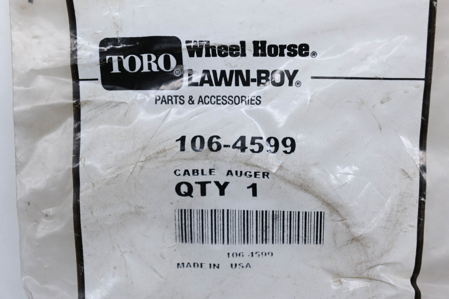 Toro 106-4599 Auger Cable Assembly NOS