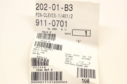 MTD 202-01-B3, 911-0701 Clevis Pin NOS