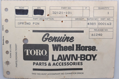 Toro 32121-101 Spring Pin NOS