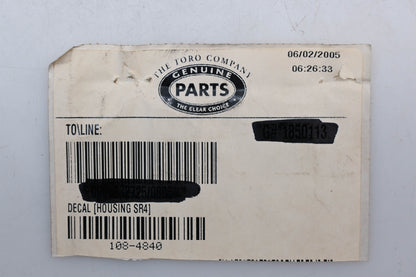 Toro 108-4840 Housing Decal NOS