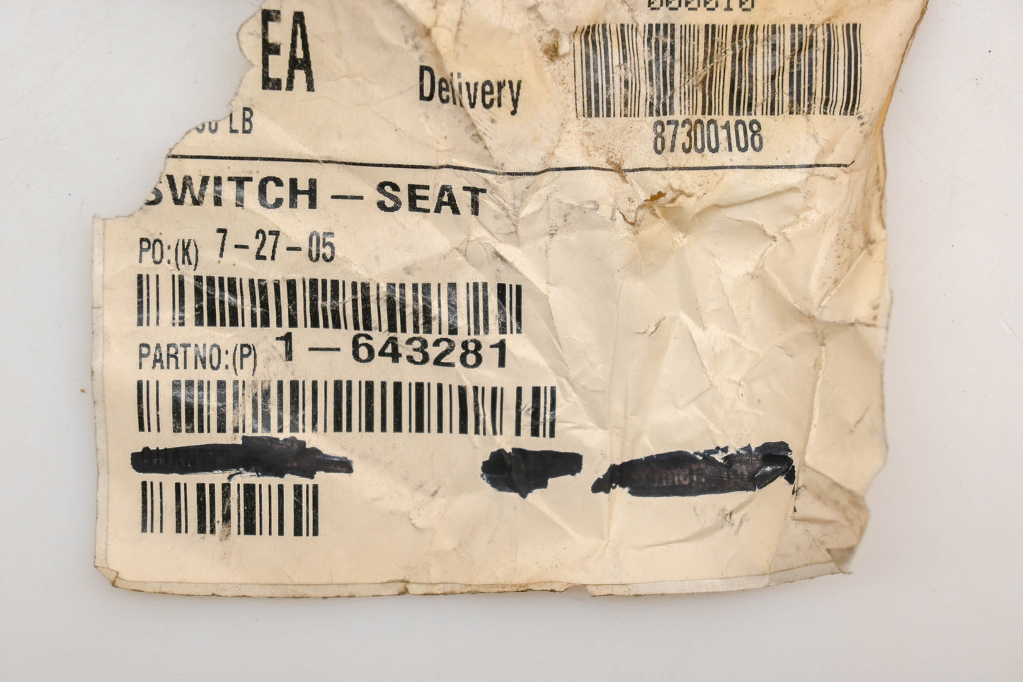 Toro 1-643281 Seat Switch NOS