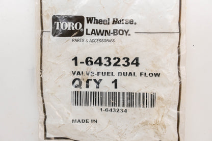 Toro 1-643234 Dual Flow Fuel Valve NOS