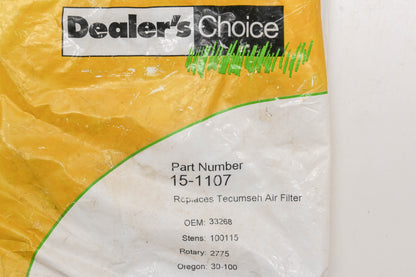 Dealers Choice 15-1107, 33268, 100-115 Tecumseh Air Filter NOS