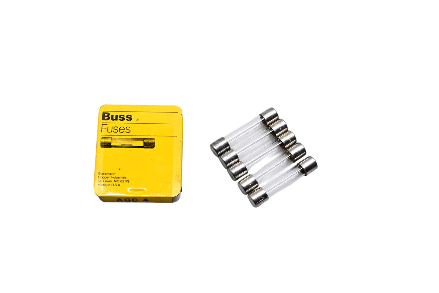 Eaton AGC-4 Bussmann Glass Tube Fuses Qty 5 NOS